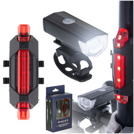 Lampka Rowerowa Przednia Tylna LED Przód Tył Latarka Akumulatorowa 2x USB