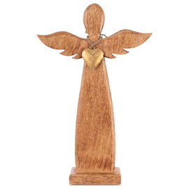 Drewniany Anioł Figurka Anioła Dekoracyjna Ozdobna Figura Stojąca 42 cm