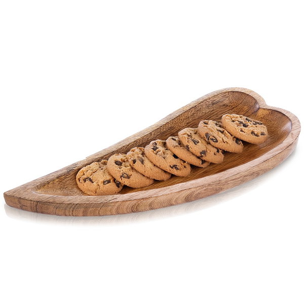 Talerz Drewniany na Przekąski Przystawki do Serwowania Serce 38 cm Mango