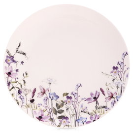 Talerz Obiadowy Duży Płytki Płaski na Obiad Porcelanowy Kwiaty 24 cm