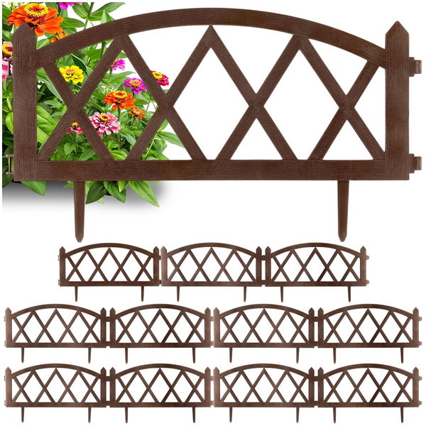 12x Płotek Ogrodowy Brązowy Border Palisada Obrzeże Trawnika Grządki 684 cm