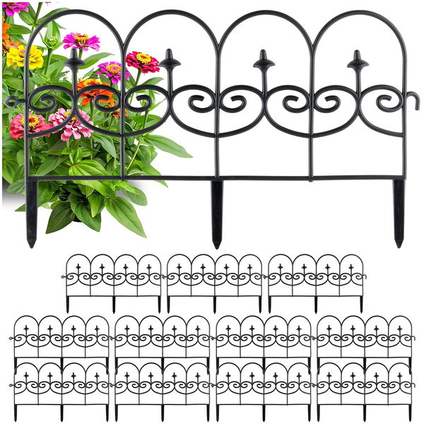 12x Płotek Ogrodowy Czarny Border Palisada Obrzeże Trawnika Grządki 714 cm