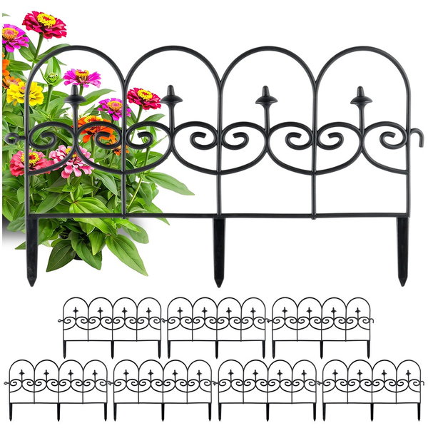 8x Płotek Ogrodowy Czarny Border Palisada Obrzeże Trawnika Grządki 476 cm