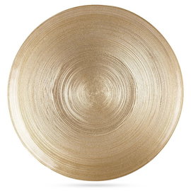 Talerz Obiadowy Duży Płytki Płaski na Obiad Szklany Złoty Patera 28 cm