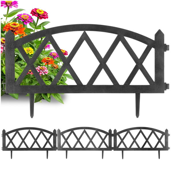 4x Płotek Ogrodowy Szary Border Palisada Obrzeże Trawnika Grządki 228 cm