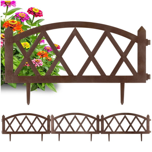 4x Płotek Ogrodowy Brązowy Border Palisada Obrzeże Trawnika Grządki 228 cm