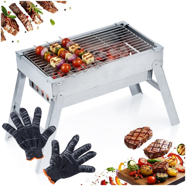 Grill Węglowy Składany Przenośny Ogrodowy Turystyczny Piknikowy Mały 46 cm