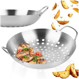 Koszyk na Grilla do Grillowania Mięsa Warzyw Stalowy Perforowany 28 cm