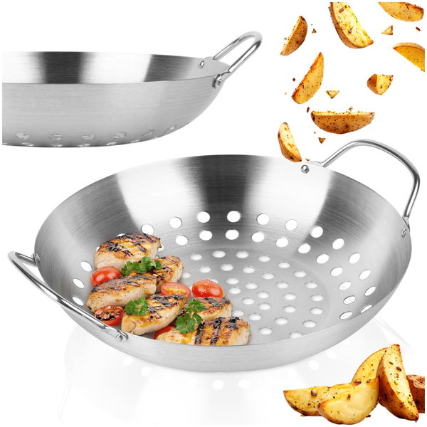 Koszyk na Grilla do Grillowania Mięsa Warzyw Stalowy Perforowany 28 cm