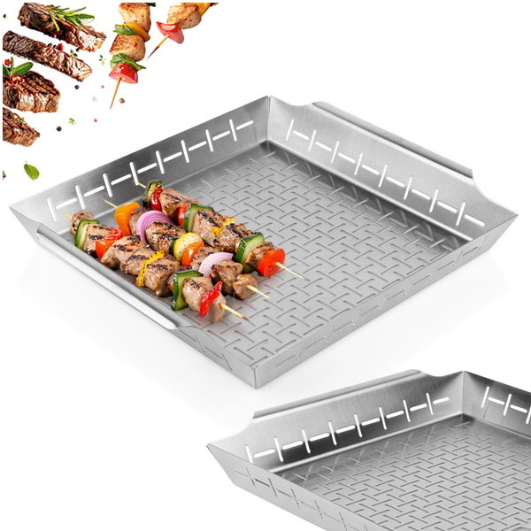 Koszyk na Grilla do Grillowania Mięsa Warzyw Stalowy Perforowany 39,5 cm