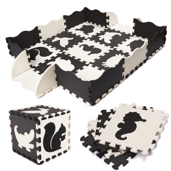 Duża Mata Edukacyjna Piankowa Puzzle Piankowe XL Kojec Składany 114x114 cm