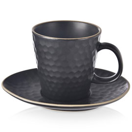 Filiżanka Czarna ze Spodkiem Ceramiczna do Picia Kawy Herbaty 235 ml