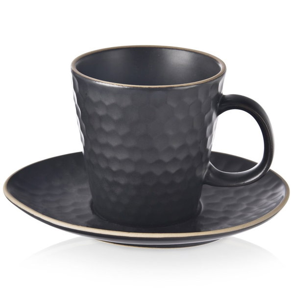Filiżanka Czarna ze Spodkiem Ceramiczna do Picia Kawy Herbaty 235 ml