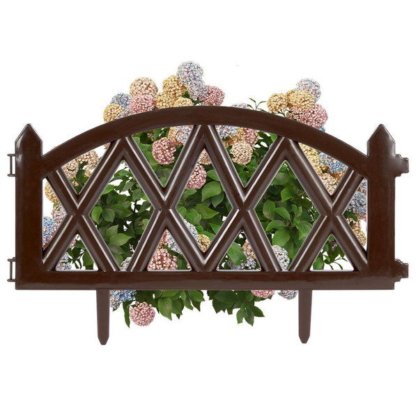 Płotek Ogrodowy Brązowy Border Palisada Obrzeże Trawnika Grządki 49x30 cm