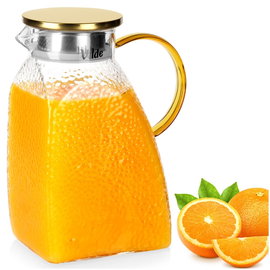 Dzbanek na Napoje Wodę Sok Lemoniadę Szklany Pokrywka Wąski do Lodówki 1,8L