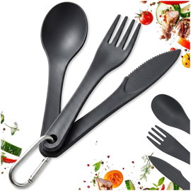 3x Sztućce Turystyczne Piknikowe Podróżne Plastikowe Łyżka Nóż Widelec