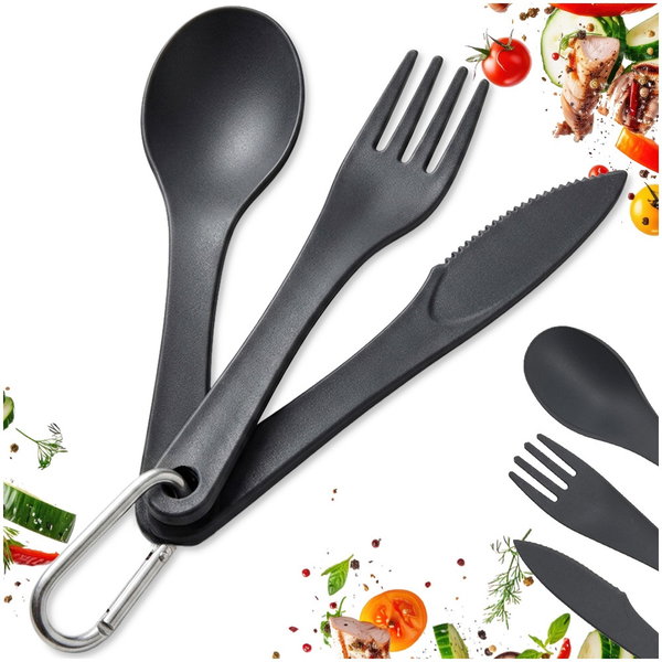 3x Sztućce Turystyczne Piknikowe Podróżne Plastikowe Łyżka Nóż Widelec