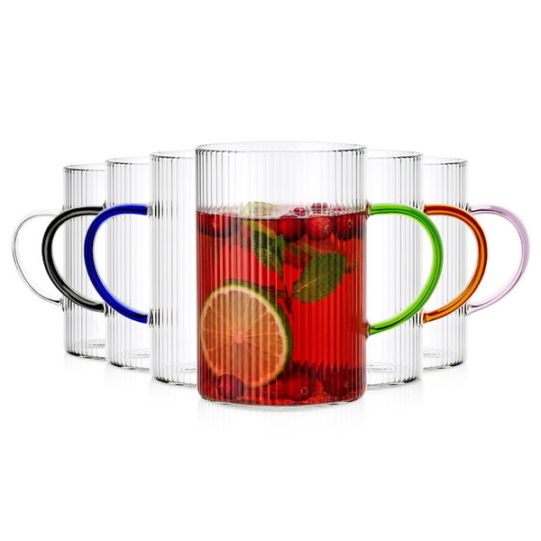 6x Szklanki Ryflowane do Kawy Herbaty Napojów Zestaw Komplet Szklanek 290ml