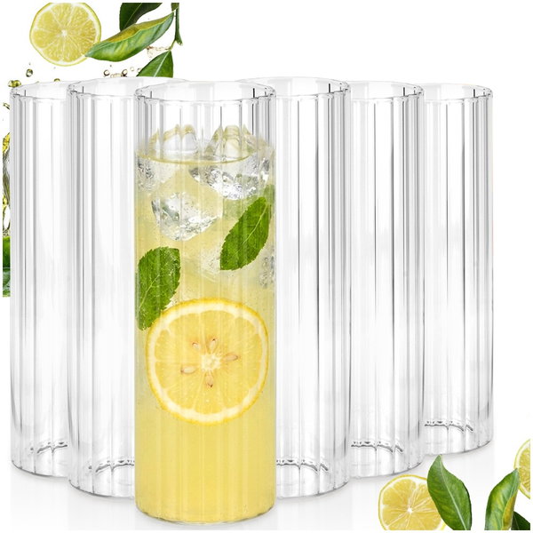 6x Szklanki Ryflowane do Napojów Wody Drinków Zestaw Komplet Szklanek 560ml