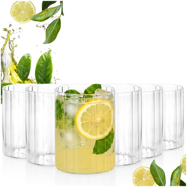 6x Szklanki Ryflowane do Napojów Wody Drinków Zestaw Komplet Szklanek 230ml