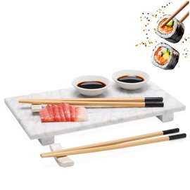 Zestaw do Sushi Prezentowy Taca Kamienna Marmurowa Miseczki Pałeczki
