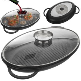 Patelnia Grill Powłoka Granit Pokrywa Aromatyzer Głęboka Grande Indukcja