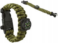 Bransoletka Survival 5w1 Zestaw Opaska Kompas Krzesiwo Nóż Linka Paracord