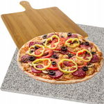 Kamień do Pizzy 36x38 cm Łopatka Granitowy do Pieczenia Grilla Deska Zestaw