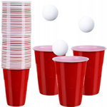 Kubki Plastikowe Czerwone Duże 50szt Gra Beer Pong