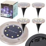 Lampki Solarne LED do Ogrodu Świecące Dyski Ogrodowe Wbijane Gruntowe 4 szt