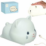 Lampka Nocna Silikonowa dla Dzieci na Biurko Kotek Kot Led Biała USB Timer