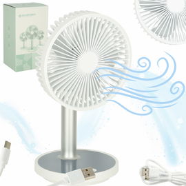 Wentylator Biurkowy Stojący Bezprzewodowy USB 4 Tryby Cichy Wiatrak LED