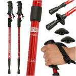 Kijki Trekkingowe Kije do Nordic Walking Składane Regulowane 2 szt Czerwone