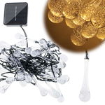 Lampki Solarne Ogrodowe Sople Girlanda Zewnętrzna 6,5m 30 LED Ciepły Biały