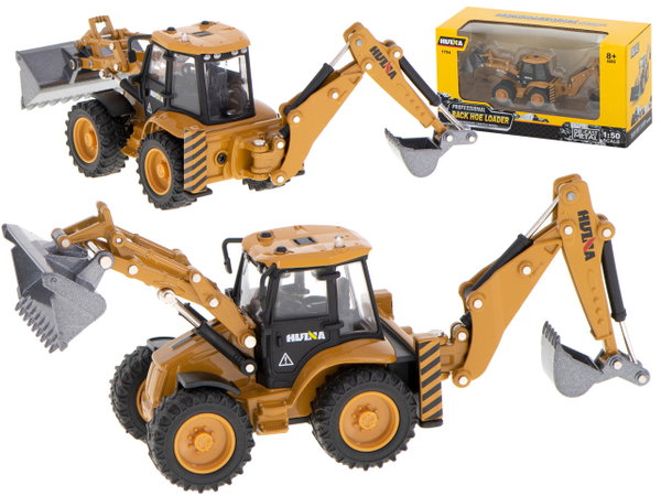 Koparka Ładowarka Zabawka Metalowa z Ruchomymi Łyżkami Pojazd H-toys 1:50