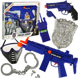 Zestaw Policyjny dla Dzieci Policjant Akcesoria Kajdanki Pistolet Maska