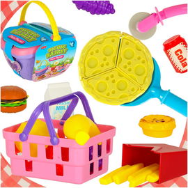 Kosz Piknikowy dla Dzieci Pizza Burger Frytki Owoce Zestaw z Akcesoriami