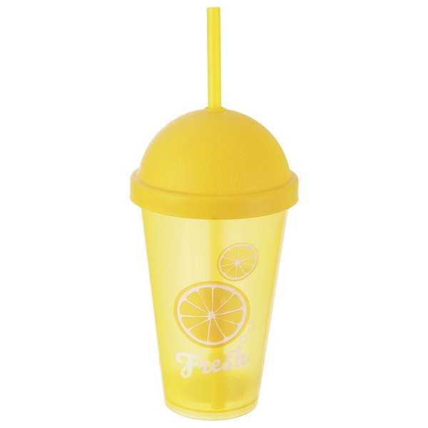 Kubek Plastikowy z Pokrywką Słomką do Picia Napojów Wody Drinków 450 ml