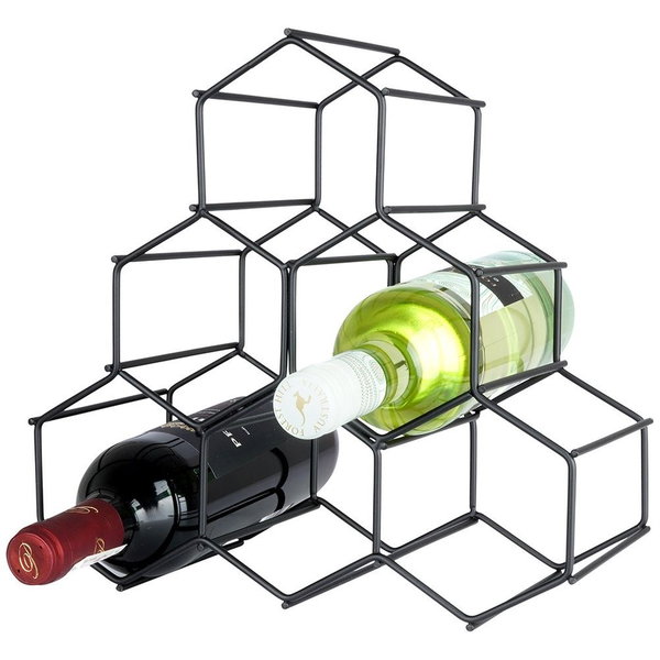 Stojak Metalowy Czarny Wino Alkohol Regał Szafka Półka na Wina 6 Butelek
