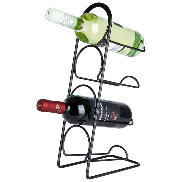 Stojak Metalowy Czarny Wino Alkohol Regał Szafka Półka na Wina 4 Butelki