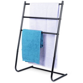 Stojak na Ręczniki Wieszak Łazienkowy Podłogowy Stojący Metalowy Czarny