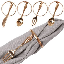 4x Obrączki Pierścienie Ringi Serwetki Metalowe Złote Sztućce Serwetnik