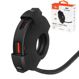 Motocyklowe gniazdo USB, USB C QC + PD MUS51 Power Ring eXtremestyle | ROZ000051