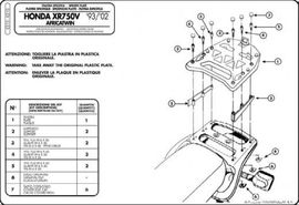 Stelaż kufra centralnego Honda XRV 750 Africa Twin z płytą Monokey Kappa | K210