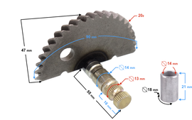 Wałek rozrusznika nożnego (półksiężyc) do skutera 4T 50cc (7 zębów) GY6 139QMB