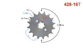 Zębatka 428/16 do motoroweru (z otworami)