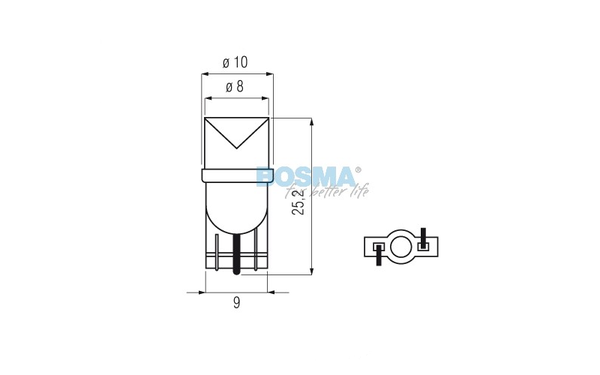 Żarówka BOSMA 12V 1*LED STANDARD T10 GREEN WIDE VIEWING BLISTER