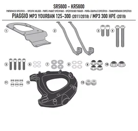 Stelaż kufra centralnego Piaggio MP3 Yourban 125 300, HPE 300 z płytą Monokey