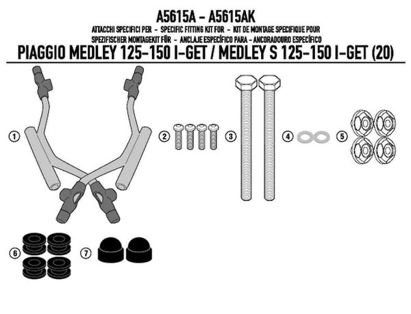 Mocowanie szyby Kappa 7057AK Piaggio Medley 125-150 i get Medley S 125-150 i get