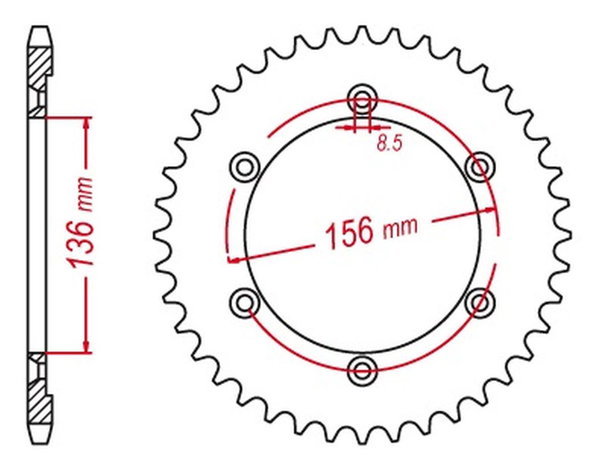 Zębatka tylna Suzuki DR 650 SE 43 (ŁAŃC. 525) MTX Parts | 11-32E-43